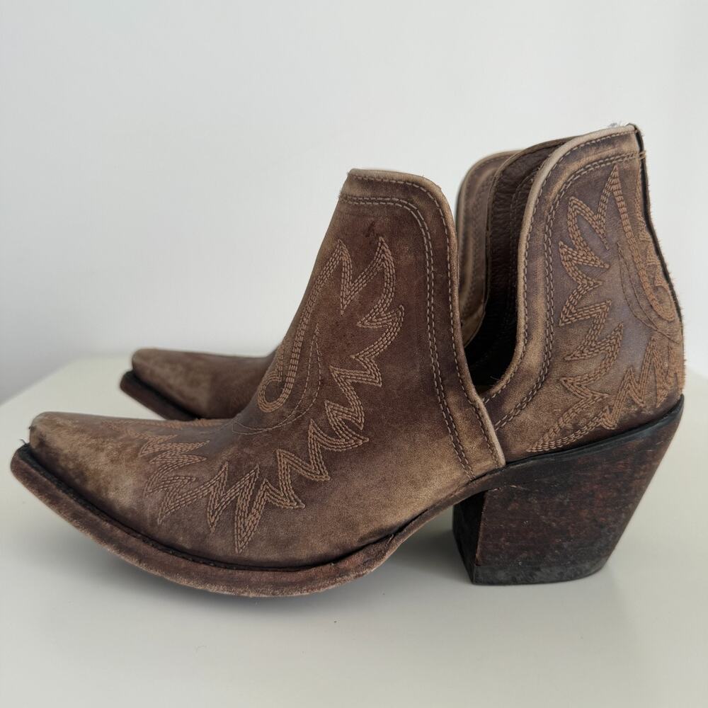 Ariat Dixon Boots Women 8.5B Brown Distressed Cowgirl X Toe Western Snip Bootie - Picture 6 of 14